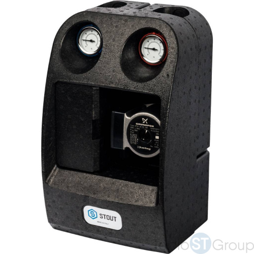 Stout SDG-0014 Насосная группа для твердотопливных котлов 1" с насосом Grundfos UPSO 25-65 в теплоизоляции - купить оптом с доставкой по России фото 10