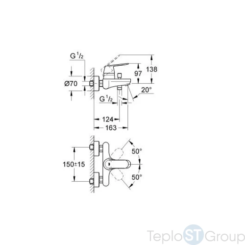 Смеситель для ванны Grohe Eurosmart Cosmopolitan 32831000 - купить с доставкой по России фото 4