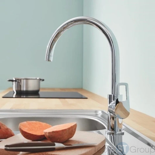 Смеситель для кухни GROHE BauLoop с высоким C-образным изливом 31232001 хром - купить оптом у дилера TeploSTGroup по всей России ✅ ☎ 8 (800) 600-96-13 фото 6