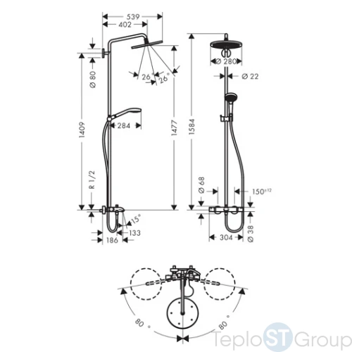 Душевая стойка Hansgrohe Croma Select 26792000 хром - купить с доставкой по России фото 5