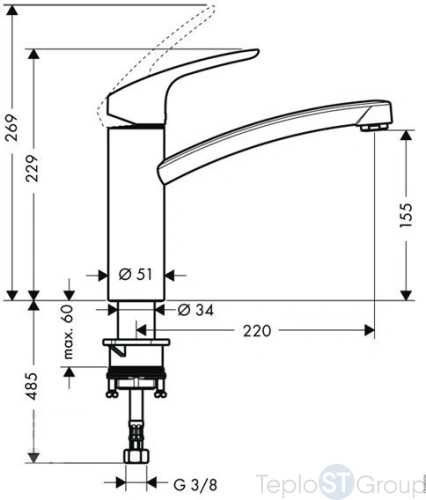 Смеситель для кухни Hansgrohe Focus E2 31806000 - купить с доставкой по России фото 3