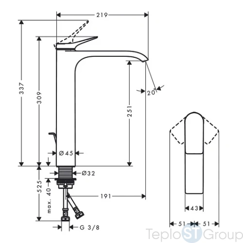 Смеситель для раковины Hansgrohe Vivenis с донным клапаном 75040700 белый матовый - купить оптом у дилера TeploSTGroup по всей России ✅ ☎ 8 (800) 600-96-13 фото 3