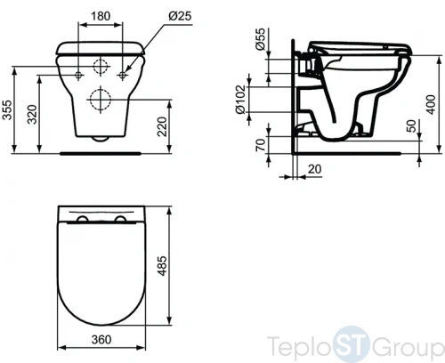 Комплект унитаз с инсталляцией и крышкой Ideal Standard Exacto Rimless Prosys Frame 120 M X042601 - купить с доставкой по России фото 3