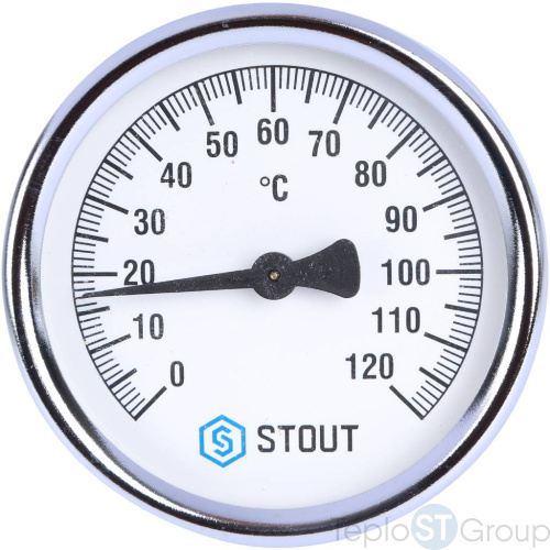 Stout SIM-0004 Термометр биметаллический накладной с пружиной. Корпус Dn 80 мм, 0...120°С, 1"-2" - купить с доставкой по России фото 2