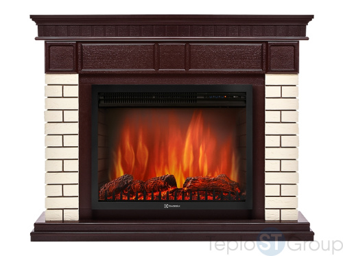 Портал Firelight Bricks 25U (угловой) камень бежевый, шпон темный дуб - купить оптом с доставкой по России