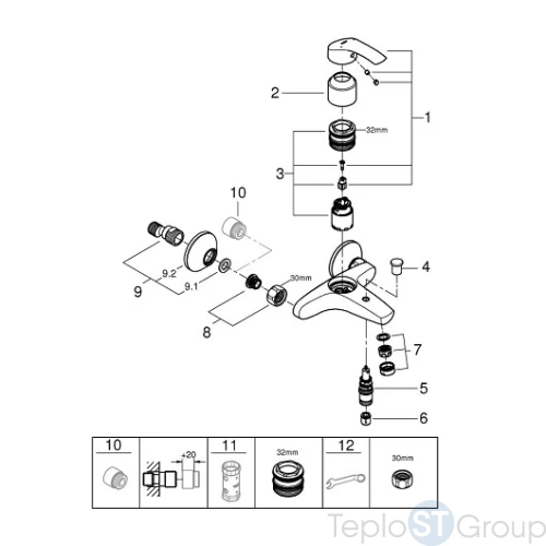 Смеситель для ванны Grohe Eurosmart New 33300002 - купить с доставкой по России фото 2