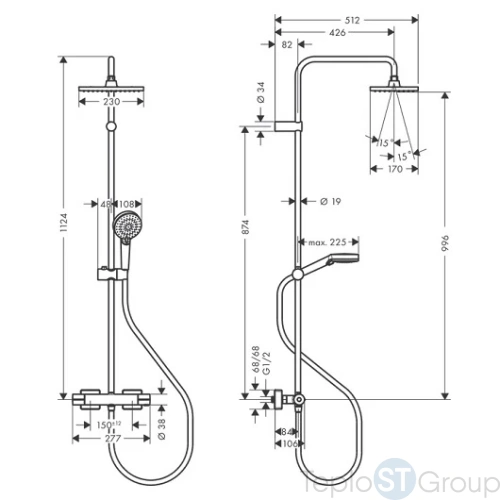 Душевая стойка Hansgrohe Vernis Shape 26286000 хром - купить с доставкой по России фото 4