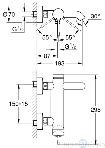 Смеситель для ванны GROHE Essence New 33624GL1 холодный рассвет глянец - купить оптом у дилера TeploSTGroup по всей России ✅ ☎ 8 (800) 600-96-13 фото 2