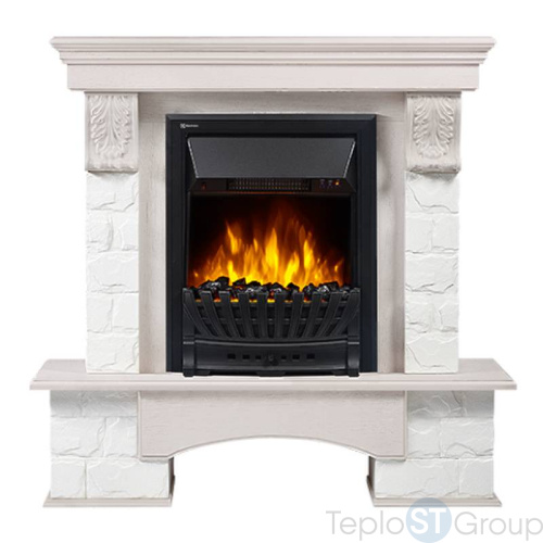 Портал Firelight Forte Classic камень белый, шпон беленый дуб - купить оптом с доставкой по России