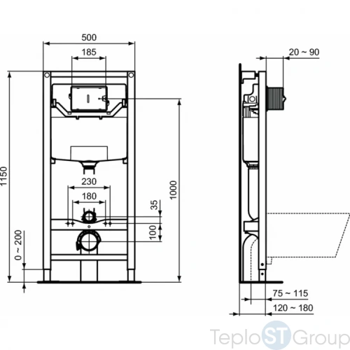 Унитаз подвесной с инсталляцией Ideal Standard Strada II AquaBlade® P387001 - купить с доставкой по России фото 3