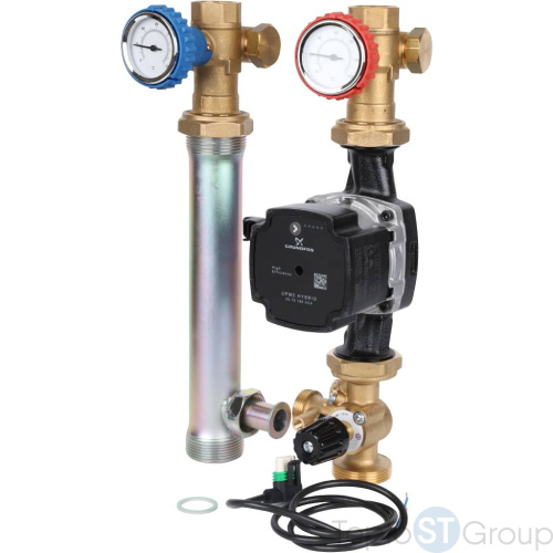 Stout SDG-0003 Насосная группа с 3-х ходовым приводным смесителем 1"с насосом Grundfos UPM3 Hybrid 25-70 - купить с доставкой по России фото 2
