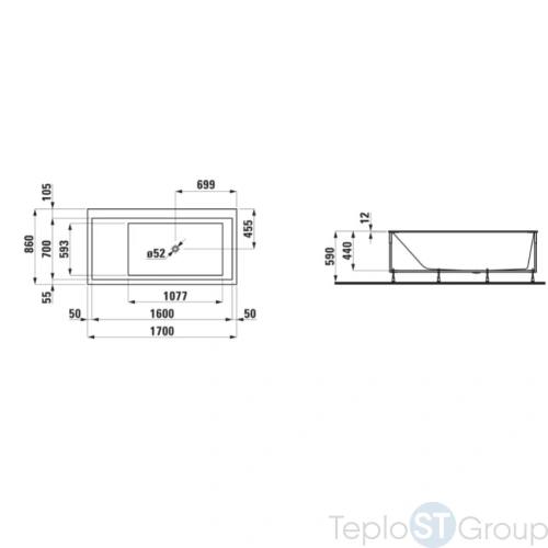 Ванна из искусственного камня Laufen Kartell 170x86 2.2433.6.000.616.1 - купить с доставкой по России фото 2