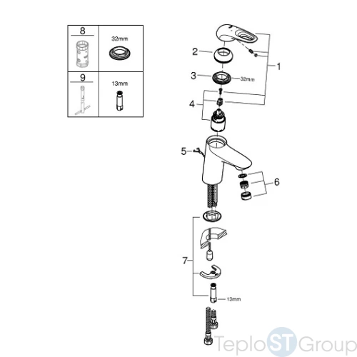 Смеситель для раковины Grohe Eurostyle 33557003 - купить оптом у дилера TeploSTGroup по всей России ✅ ☎ 8 (800) 600-96-13 фото 2