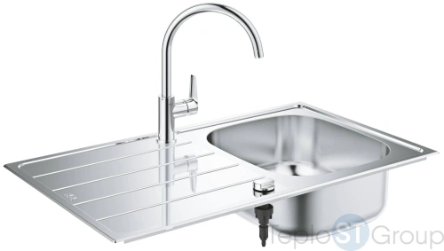 Мойка со смесителем для кухни GROHE K200 45-S 86/50 1.0 31562SD1 сталь - купить с доставкой по России