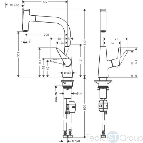 Смеситель для кухни Hansgrohe Talis Select S 220 72822000 хром - купить с доставкой по России фото 3