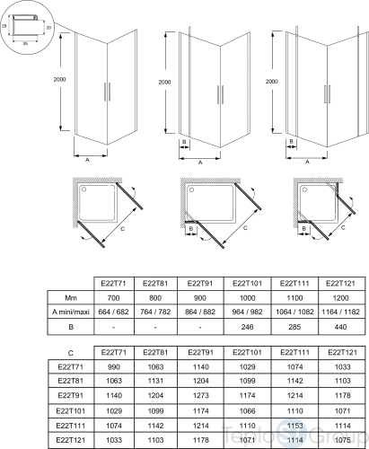 Душевая дверь Jacob Delafon Contra 200x100 E22T101-GA - купить оптом у дилера TeploSTGroup по всей России ✅ ☎ 8 (800) 600-96-13 фото 2