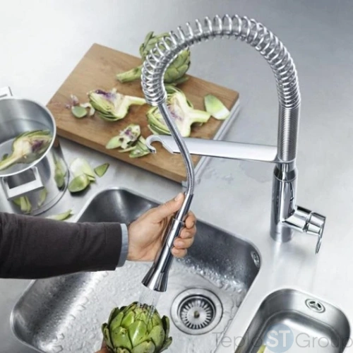 Смеситель для кухонной мойки с высоким изливом Grohe K7 32950000 хром - купить с доставкой по России фото 5