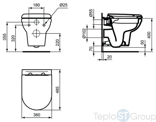 Унитаз подвесной Ideal Standard Exacto Rimless R002601 безободковый - купить с доставкой по России фото 3