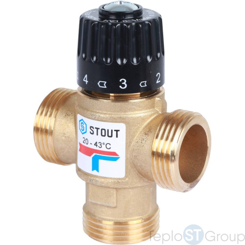 Stout SVM-Термостатические SVM-0120-164325 Stout Термостатический смесительный клапан для систем отопления и ГВС. G 1” M, 20-43°С KV 1,6 м3/ч - купить оптом у дилера TeploSTGroup по всей России ✅ ☎ 8 (800) 600-96-13