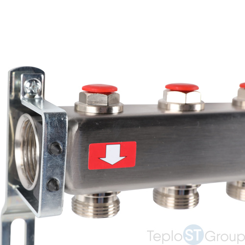 Rommer RMS-3201-000008 Rommer Коллектор из нержавеющей стали без расходомеров, с клапаном вып. воздуха и сливом 8 вых. - купить оптом с доставкой по России фото 8