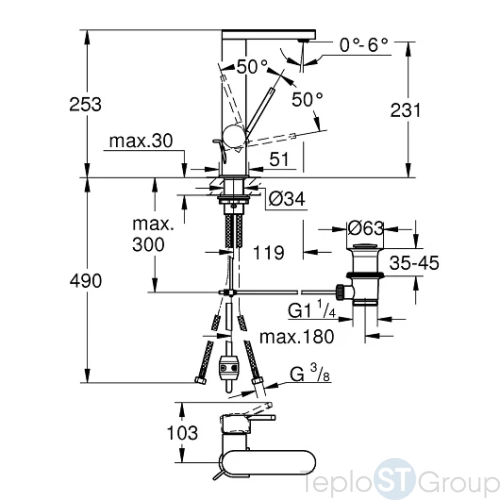 Смеситель для раковины Grohe Plus 23843003 - купить с доставкой по России фото 3