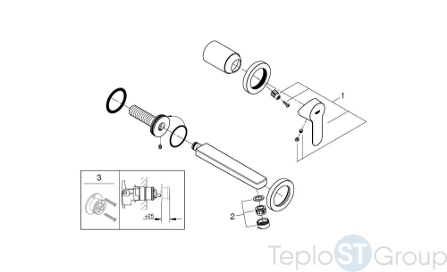 Смеситель для раковины Grohe BauEdge 20474001 со скрытой частью, хром - купить с доставкой по России фото 4