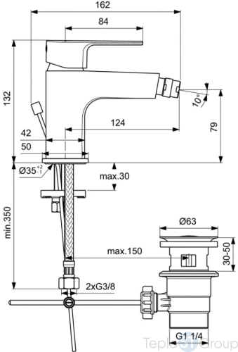 Смеситель для биде Ideal Standard Cerafine D с пластиковым донным клапаном BC492AA - купить с доставкой по России фото 3