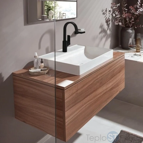 Смеситель для раковины Hansgrohe Vivenis 210 75030670 с донным клапаном push open, матовый черный - купить с доставкой по России фото 4