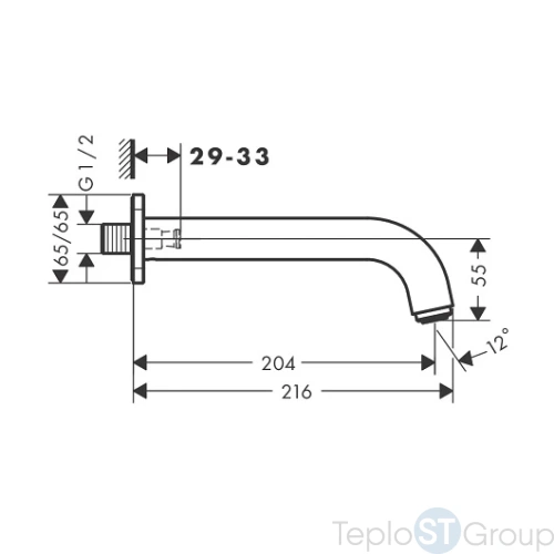 Излив на ванну Hansgrohe Vernis Shape 71460670 черный матовый - купить оптом у дилера TeploSTGroup по всей России ✅ ☎ 8 (800) 600-96-13 фото 2