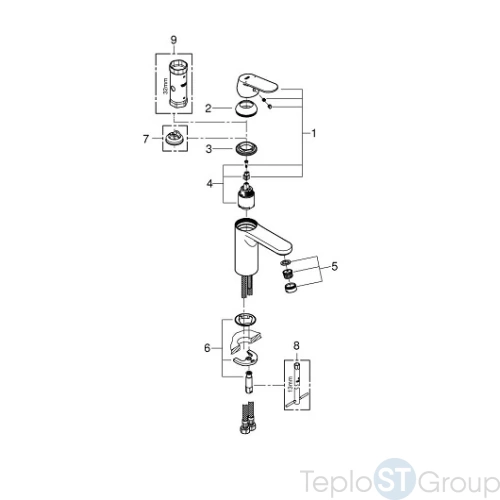 Смеситель для раковины Grohe Eurosmart Cosmopolitan 23327KW0 черный сатин - купить оптом у дилера TeploSTGroup по всей России ✅ ☎ 8 (800) 600-96-13 фото 4