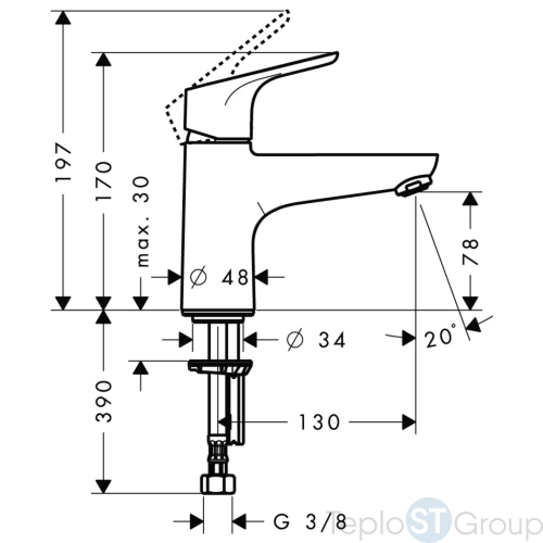 Смеситель для раковины Hansgrohe Focus E2 31931000 хром - купить оптом у дилера TeploSTGroup по всей России ✅ ☎ 8 (800) 600-96-13 фото 2