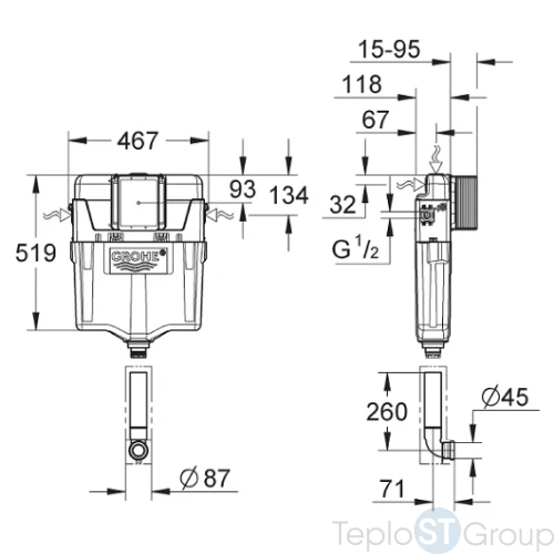 Бачок скрытого монтажа Grohe GD2 38661000 - купить с доставкой по России фото 3