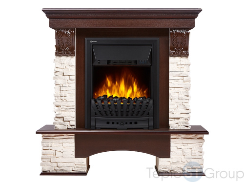 Портал Firelight Pietra Classic камень белый, шпон темный дуб - купить оптом с доставкой по России