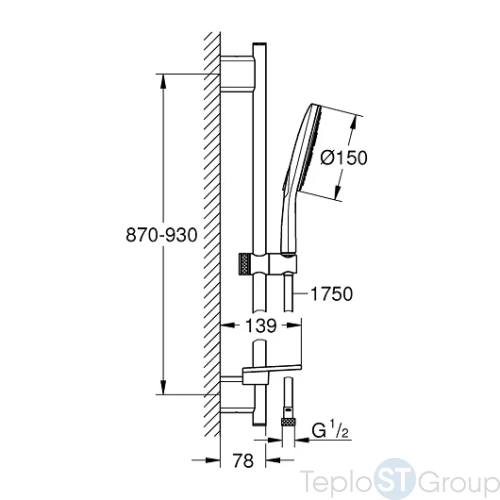 Душевой гарнитур Grohe Rainshower SmartActive 150 26593000 хром - купить оптом у дилера TeploSTGroup по всей России ✅ ☎ 8 (800) 600-96-13 фото 3