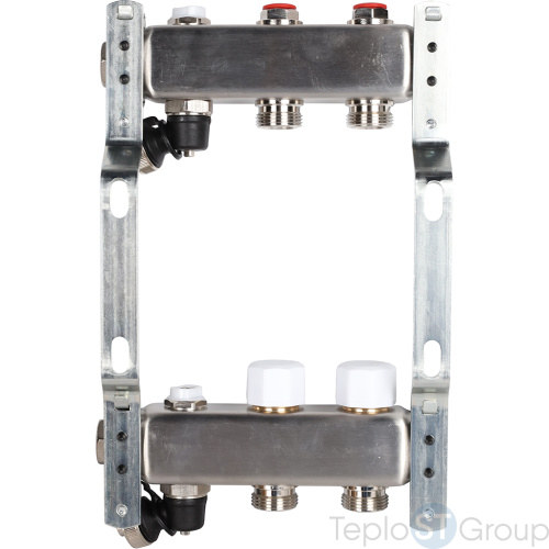 Rommer RMS-3201-000002 Rommer Коллектор из нержавеющей стали без расходомеров, с клапаном вып. воздуха и сливом 2 вых. - купить оптом с доставкой по России фото 4