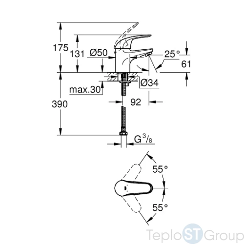 Смеситель для раковины Grohe Euroeco 32734000 - купить оптом у дилера TeploSTGroup по всей России ✅ ☎ 8 (800) 600-96-13 фото 3