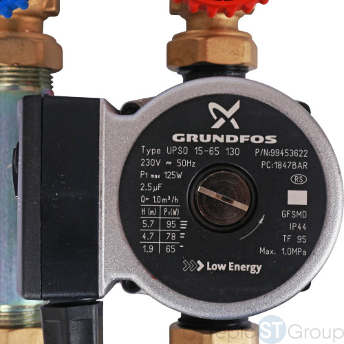 Stout SDG-0007 Насосная группа с 3-х ходовым приводным смесителем 3/4" с насосом Grundfos UPSO 15-65 130 - купить с доставкой по России фото 6