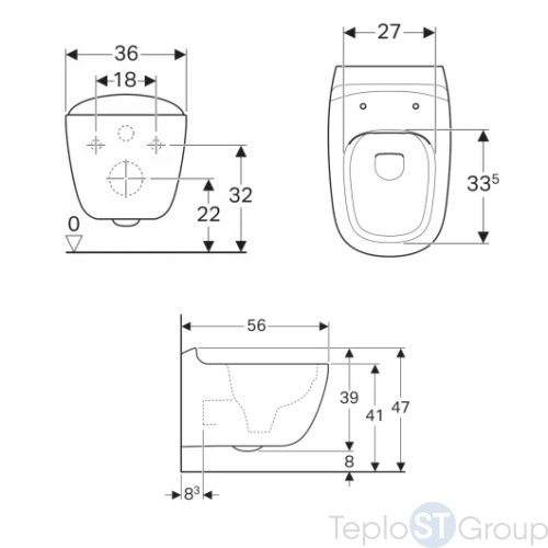 Чаша подвесного унитаза Geberit Citterio Rimfree 500.510.01.1 безободковая - купить с доставкой по России фото 3