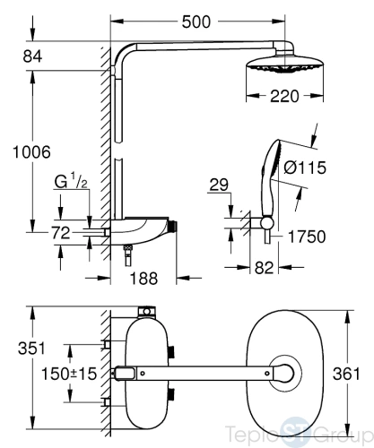 Верхний душ Hansgrohe Raindance E 300 Air 1jet 26250000 с потолочным подсоединением, хром - купить оптом у дилера TeploSTGroup по всей России ✅ ☎ 8 (800) 600-96-13 фото 3