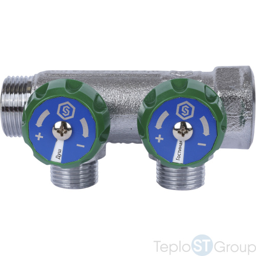 Stout SMB-6850-341202 коллектор регулирующий 3/4 , 2 отвода 1/2 - купить оптом с доставкой по России фото 3