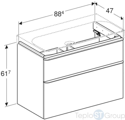 Тумба под раковину Geberit Smyle Square 88x61 500.354.JR.1 пекан - купить с доставкой по России фото 2