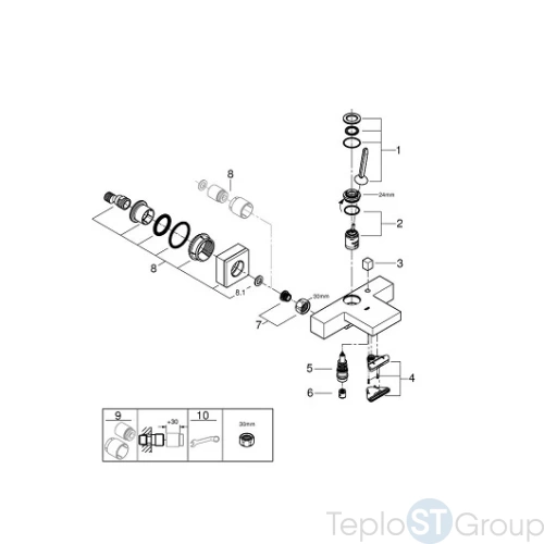 Смеситель для ванны Grohe Eurocube Joy 23666000 - купить оптом у дилера TeploSTGroup по всей России ✅ ☎ 8 (800) 600-96-13 фото 4