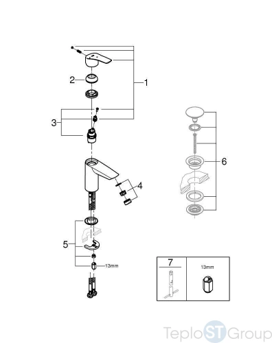 Смеситель для раковины Grohe Eurosmart 32154003 S-Size - купить оптом у дилера TeploSTGroup по всей России ✅ ☎ 8 (800) 600-96-13 фото 4