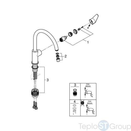 Смеситель для кухни Grohe BauCurve высокий излив 31536001 хром - купить с доставкой по России фото 4