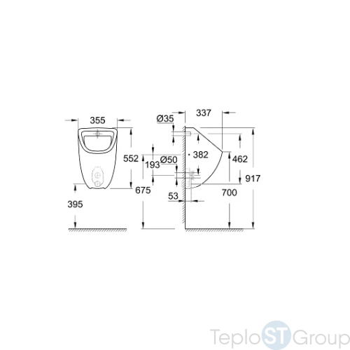 Писсуар Grohe BauCeramic 39438000 - купить с доставкой по России фото 3