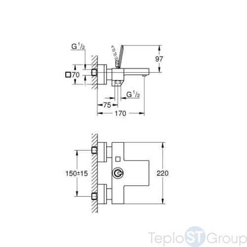 Смеситель для ванны Grohe Eurocube Joy 23666000 - купить оптом у дилера TeploSTGroup по всей России ✅ ☎ 8 (800) 600-96-13 фото 3