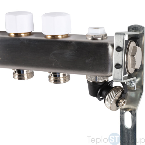Rommer RMS-3201-000006 Rommer Коллектор из нержавеющей стали без расходомеров, с клапаном вып. воздуха и сливом 6 вых. - купить оптом с доставкой по России фото 3