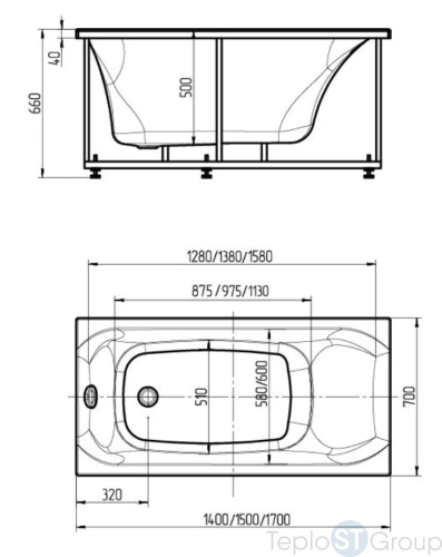 Акриловая ванна Aquatek Альфа 170x70 ALF170-0000038 без гидромассажа, с фронтальным экраном (слив слева, вклеенный каркас) - купить с доставкой по России фото 6