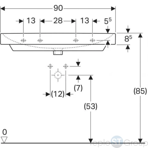 Раковина Geberit Smyle Square 90x48 500.251.01.1 - купить оптом у дилера TeploSTGroup по всей России ✅ ☎ 8 (800) 600-96-13 фото 6