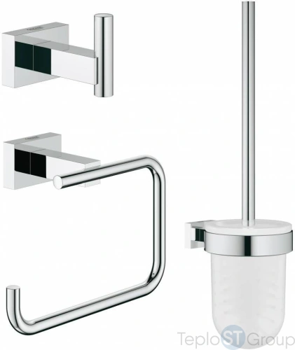 Набор аксессуаров 3 предмета: Ершик, держатель бумаги, крючок Grohe Essentials Cube 40757001 хром - купить с доставкой по России